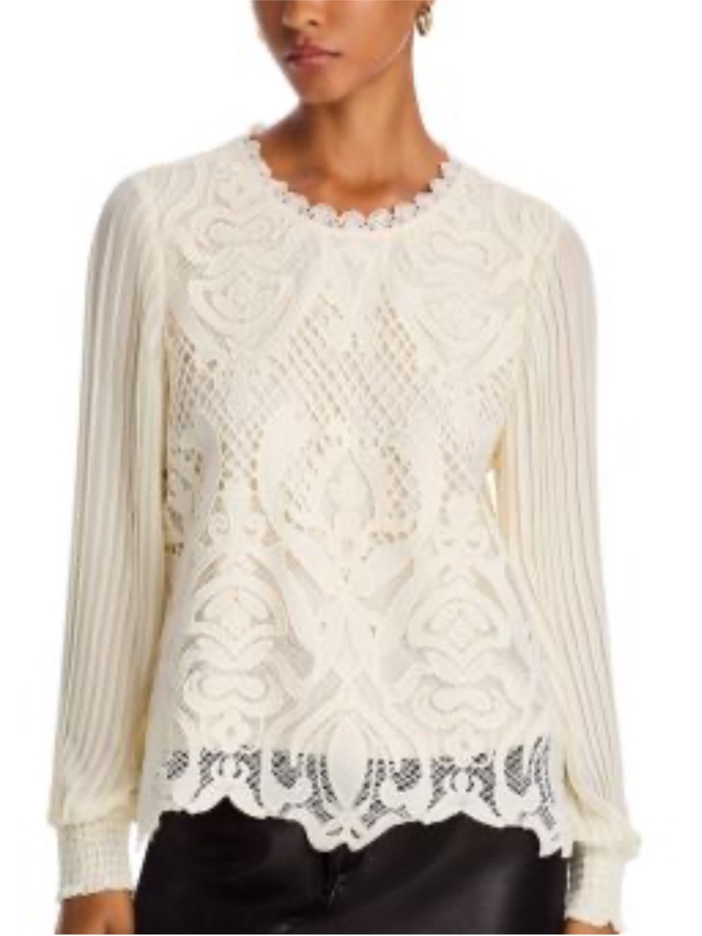 ❤️ NWT! Bailey/ 44 Lace Chiffon High Neck Victorian Boho Blouse